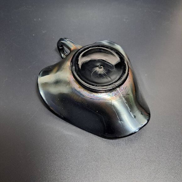 Dugan Carnival Glass Leaf Rays Tri-Corner Nappy Dish Iridescent Finish - Picture 8 of 14